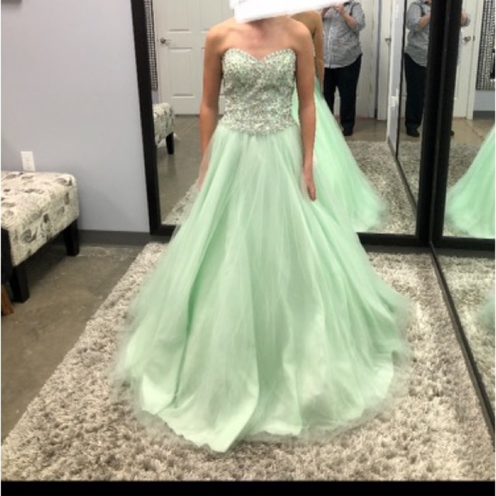 Strapless Mint Green Gown